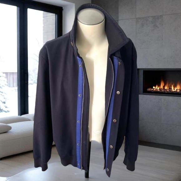 FACONNABLE LORO PIANA FABRIC STORM SYSTEM BLACK WOOL BOMBER JACKET - Picture 1 of 16